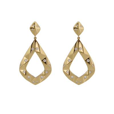 18K Yellow Gold & Diamond Origami Earrings - zahirafinejewellery.