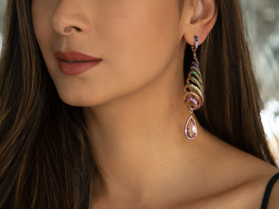 Kunzite Rainbow Spiral Earrings