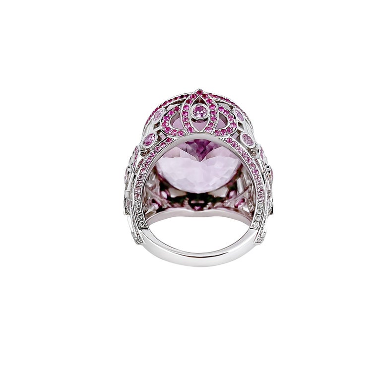 Kunzite, Fancy Sapphire and Diamond Ring