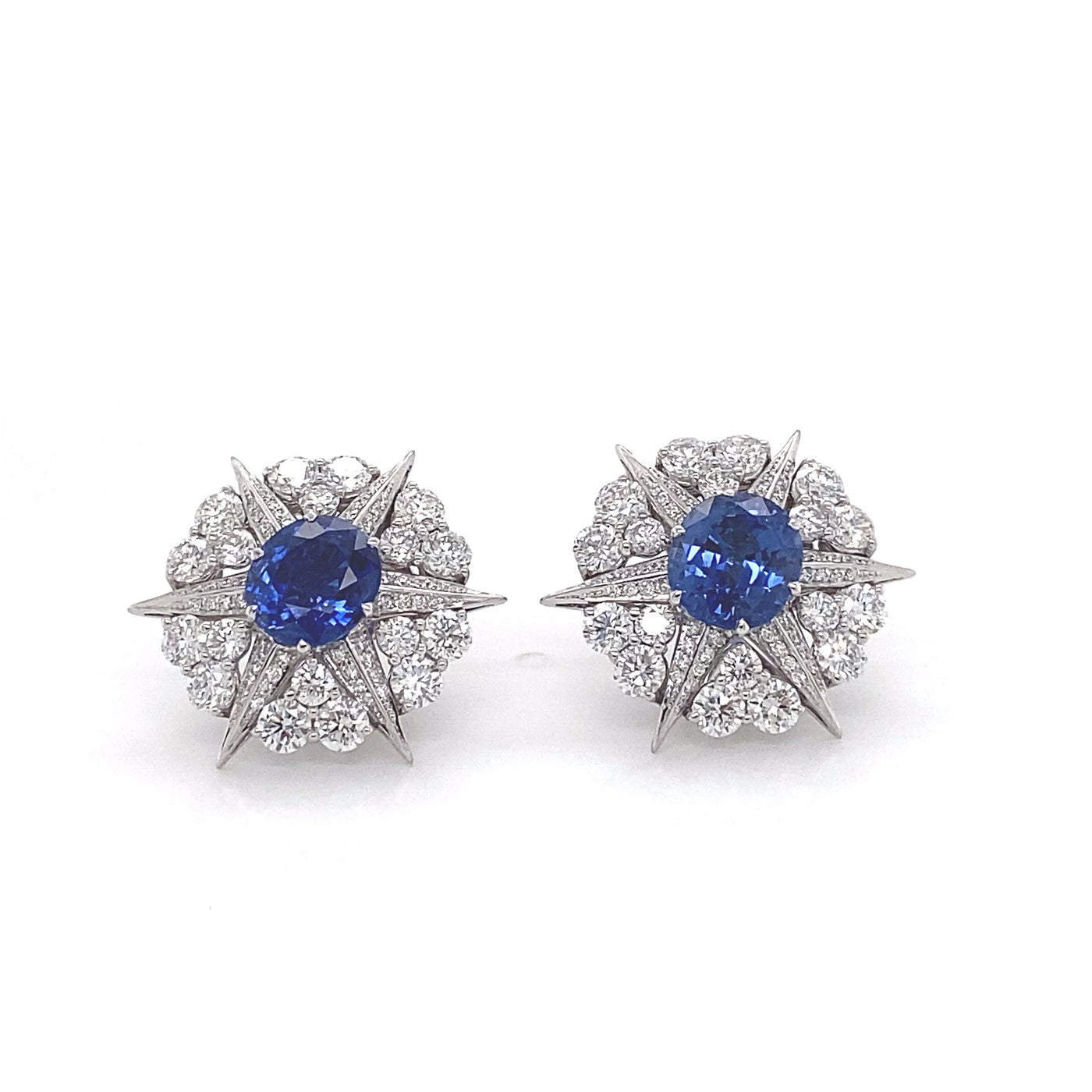 Blue Sapphire and Diamond Cluster