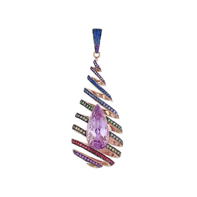 Kunzite Rainbow Spiral Pendant - zahirafinejewellery.