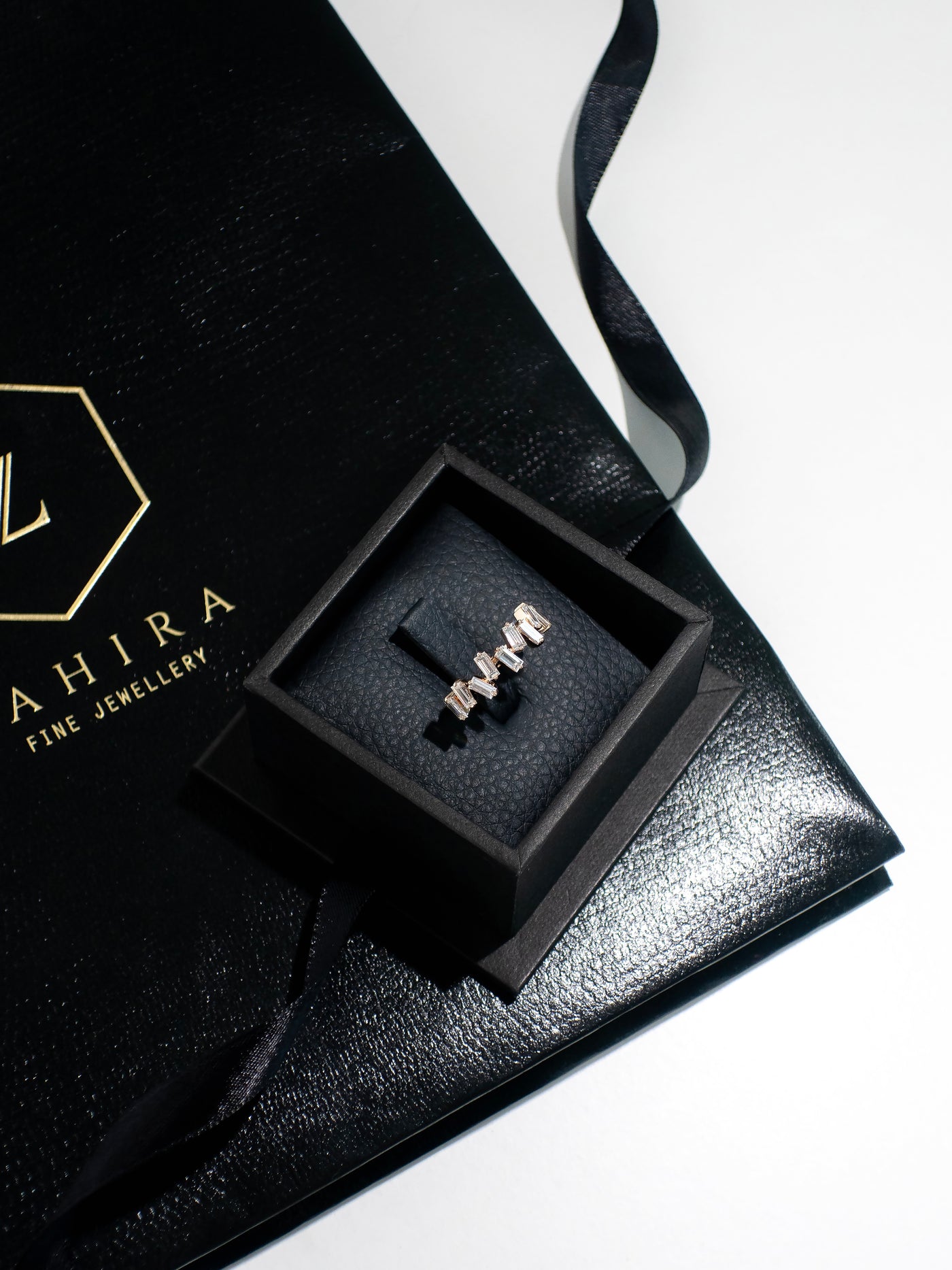 Scattered Diamond Baguette Ring