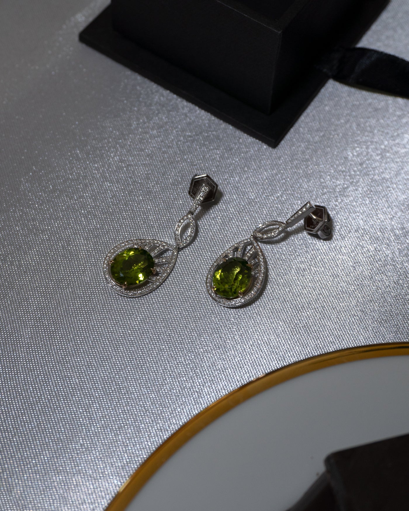 Peridot and Diamond Dangle Earrings