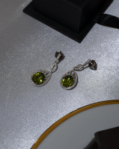 Peridot and Diamond Dangle Earrings