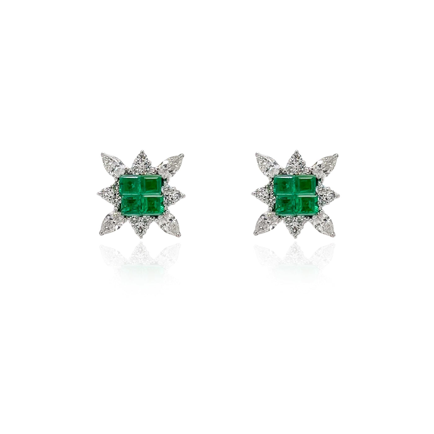 Columbian Emerald and Diamond Interchangeable Earrings in 18K White Gold