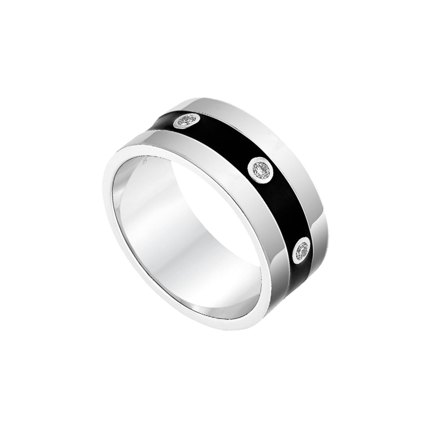Black Enamel and Diamond Ring
