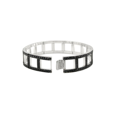 Black Diamond Link Bracelet in 18k White Gold
