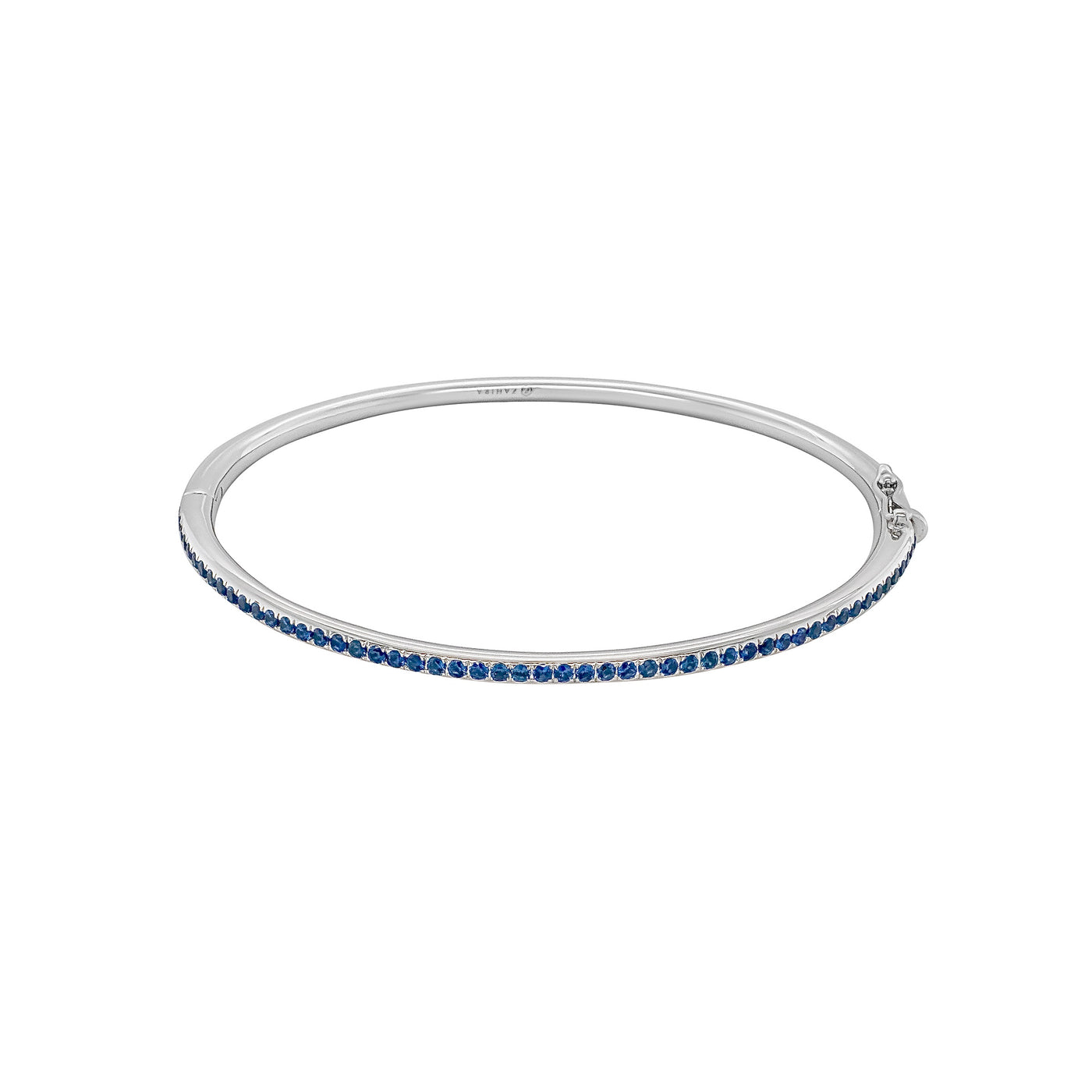 Blue Sapphire Bangle in 18k White Gold