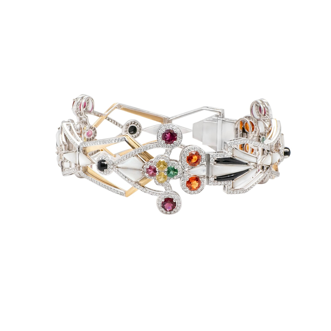Multicolored gemstone bracelet  18K White Gold

