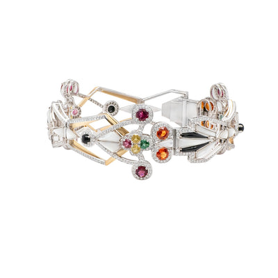 Multicolored gemstone bracelet  18K White Gold

