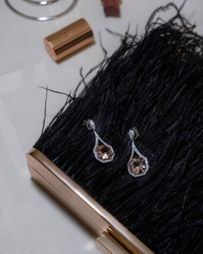 Champagne Morganite and Diamond Dangle Earrings