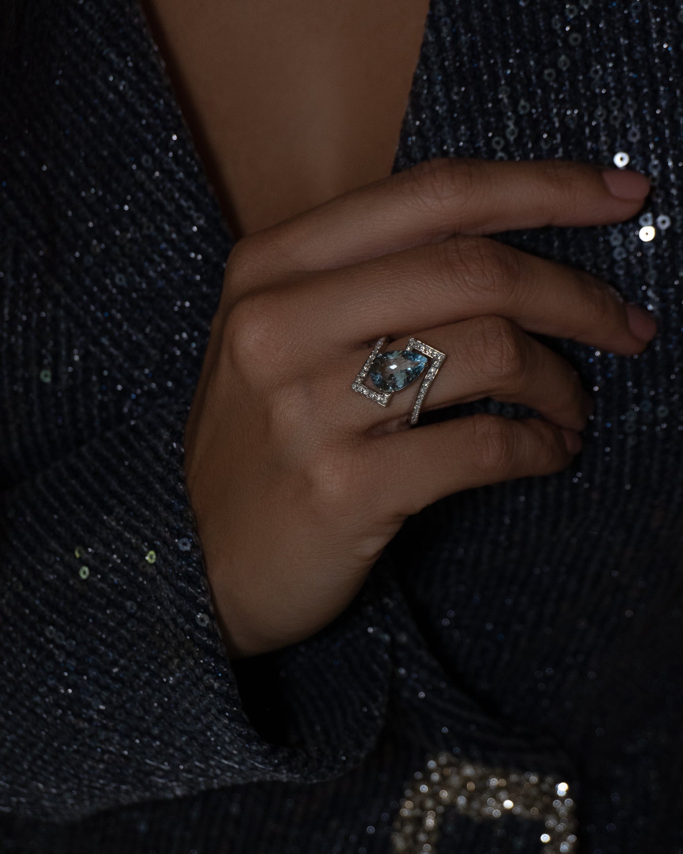 Aquamarine and Diamond Ring