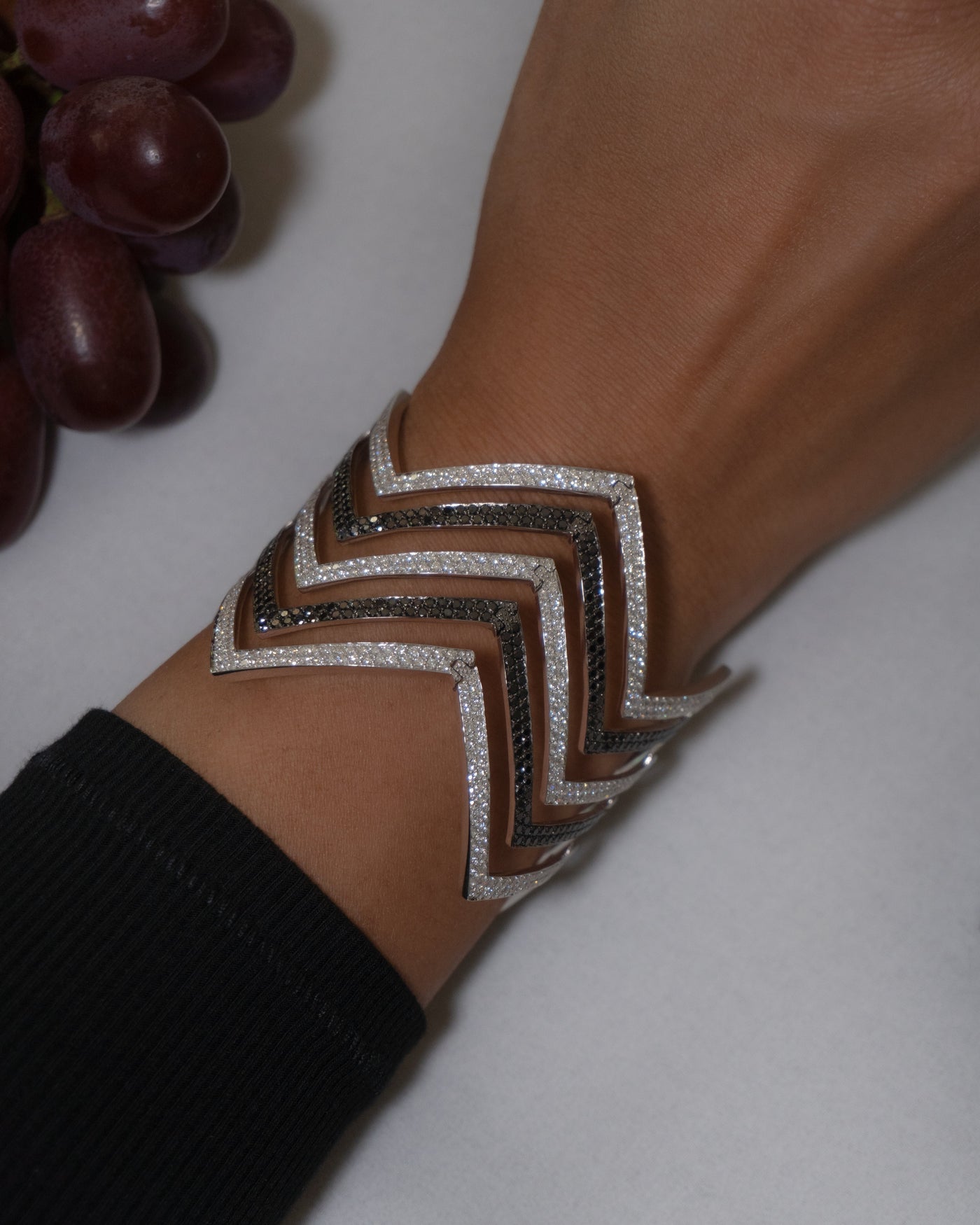 Black and White Diamond Chevron Cuff