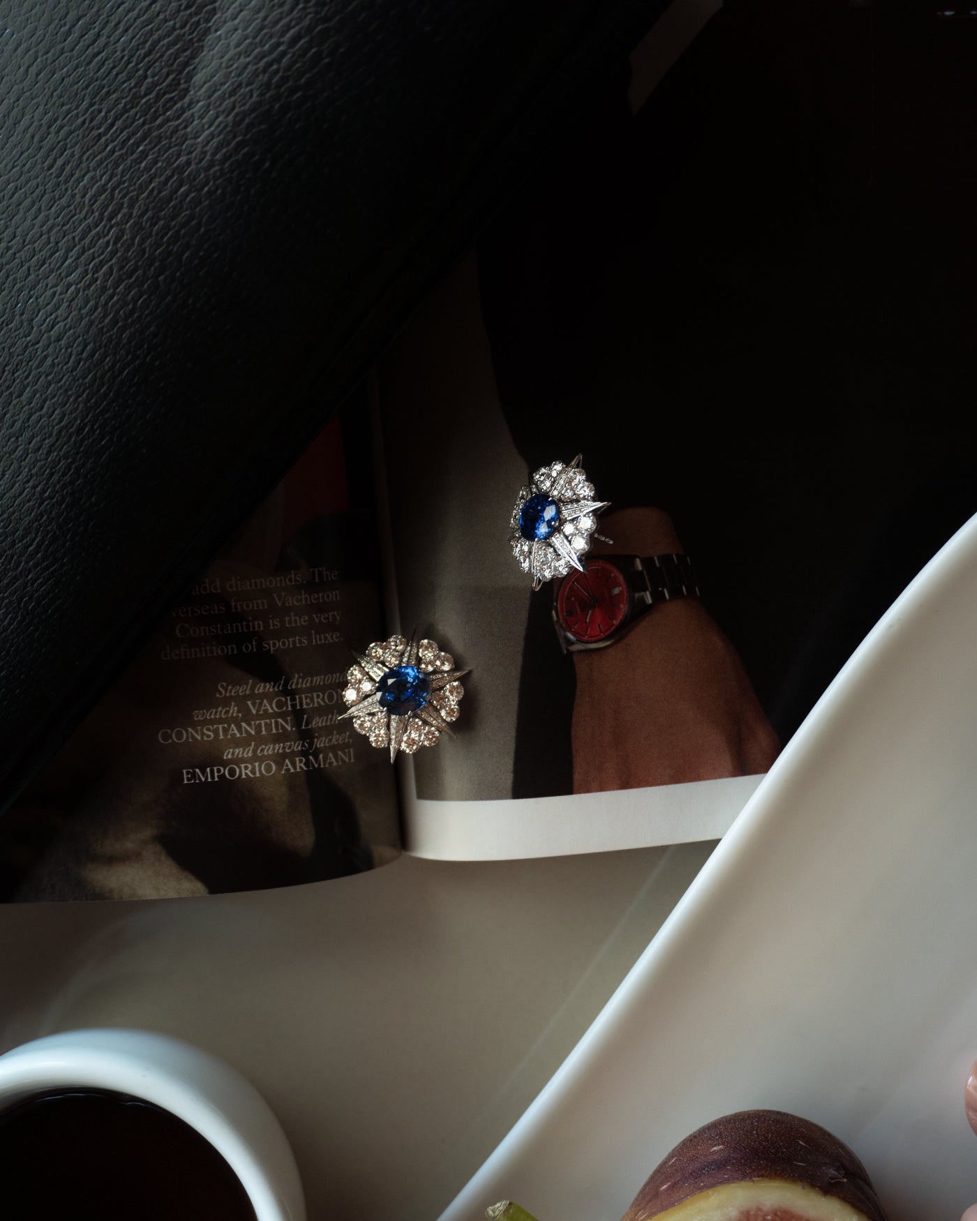Blue Sapphire and Diamond Cluster