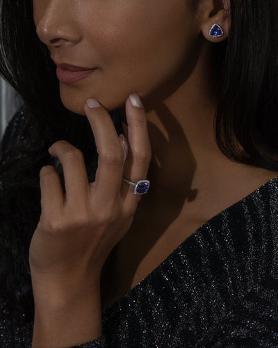 Tanzanite and Diamond Halo Ring