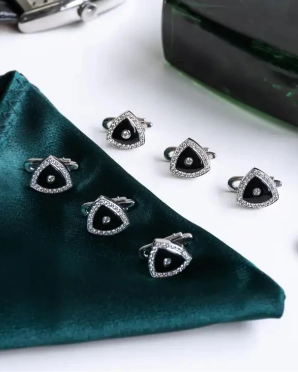 Black Onyx and Diamond Shirt Buttons