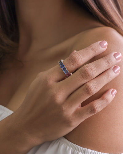 Sapphire Rainbow Ring Eternity Band