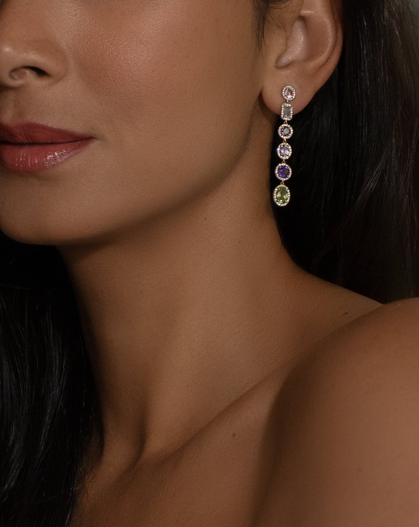 Multi Colored Gemstone Earrings