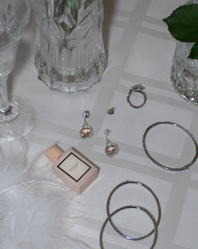 Champagne Morganite and Diamond Dangle Earrings