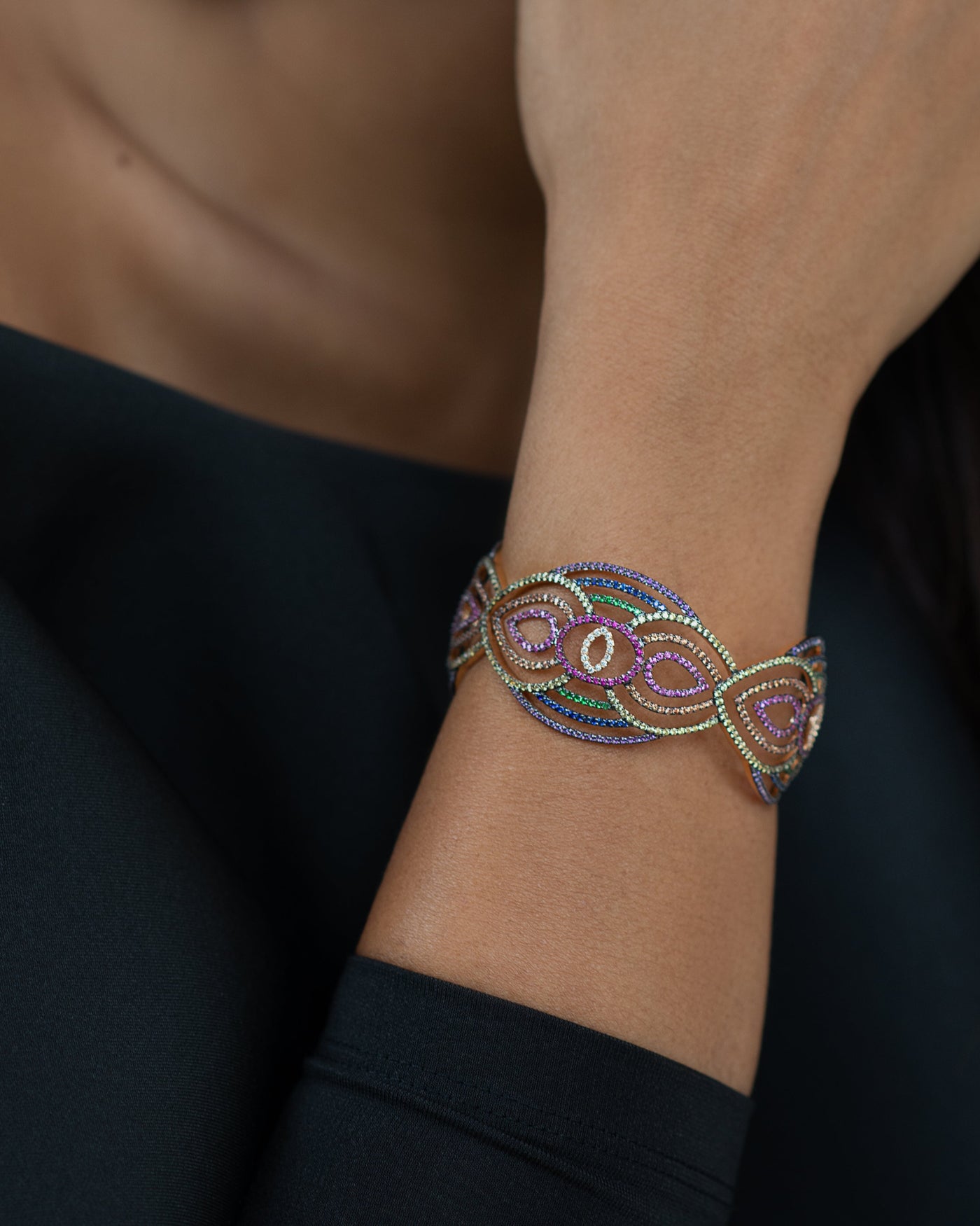 Multi-Colored Sapphire, Ruby, Tsavorite Cuff