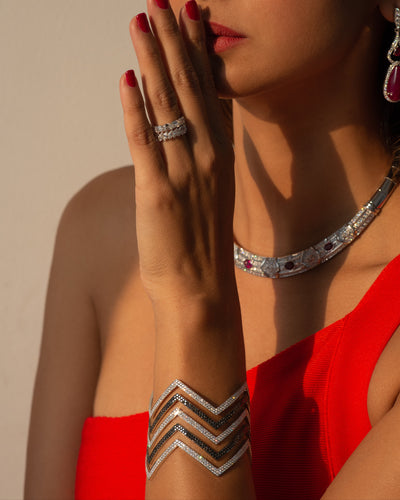 Black and White Diamond Chevron Cuff