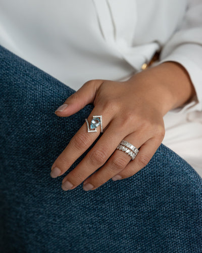 Aquamarine and Diamond Ring