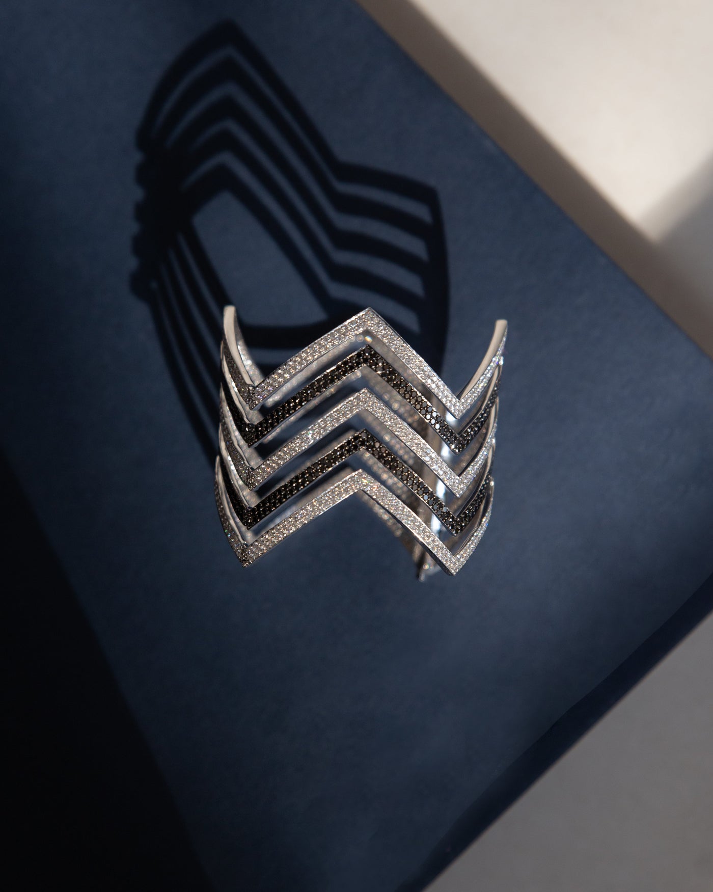 Black and White Diamond Chevron Cuff