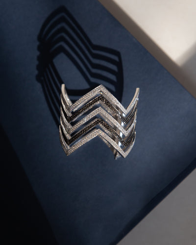 Black and White Diamond Chevron Cuff