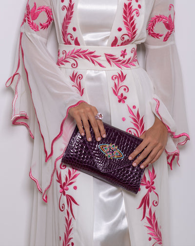 Purple(Wine) Croc Clutch