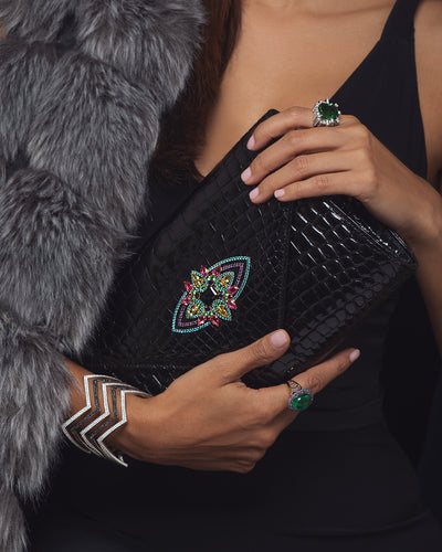Black and White Diamond Chevron Cuff