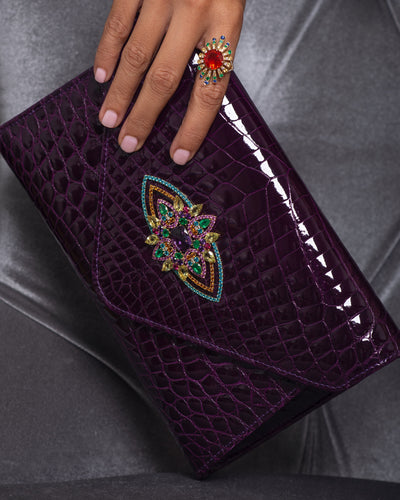 Purple(Wine) Croc Clutch