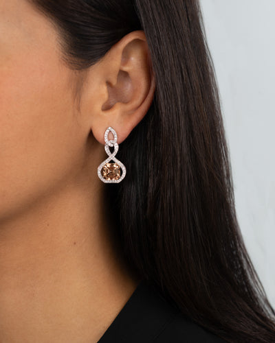 Peach Tourmaline and Diamond Dangle Earrings