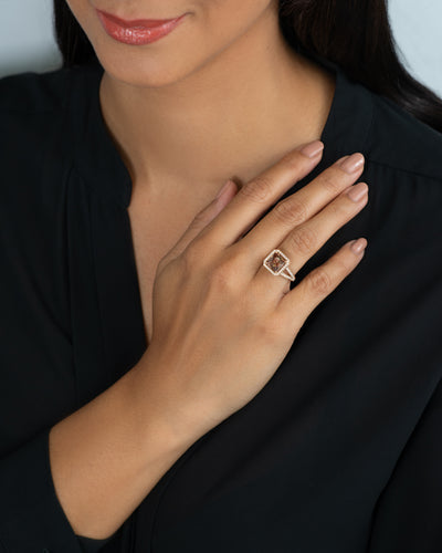 Natural Honey Brown Zircon and Diamond Ring