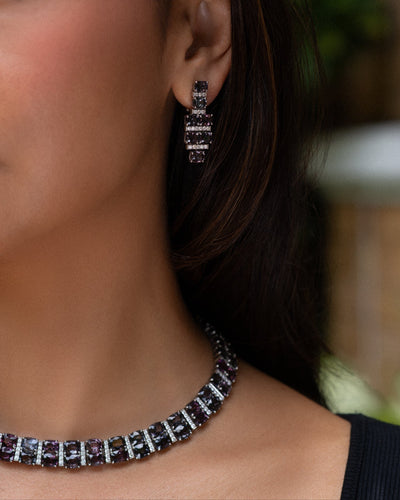 Spinel & Diamond Bar Earrings