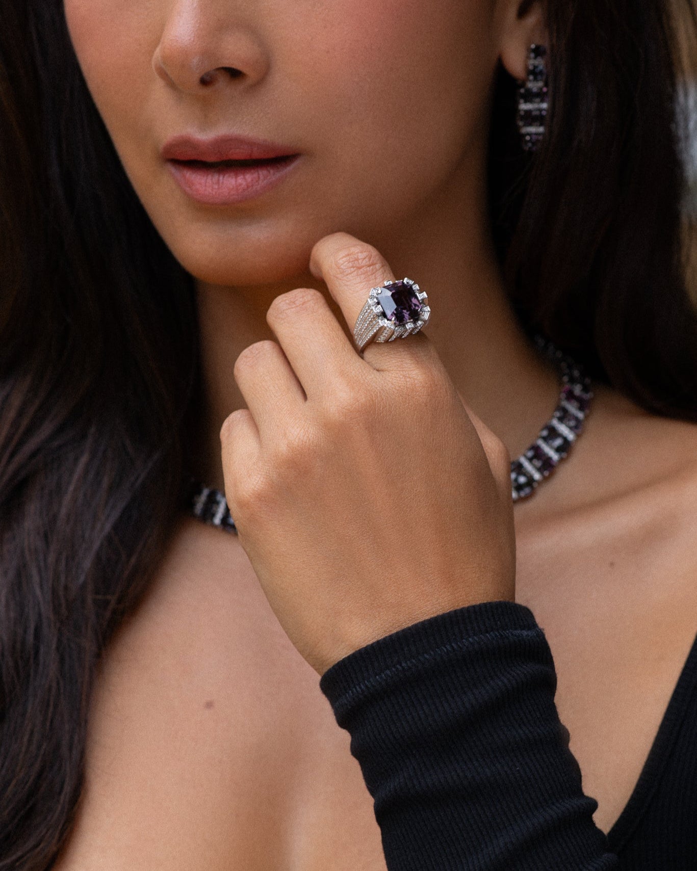 Spinel & Diamond Tower Ring
