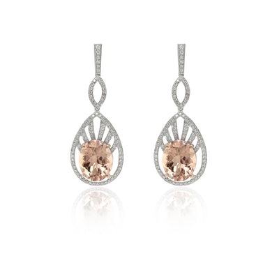 Peach Morganite and Diamond Earrings