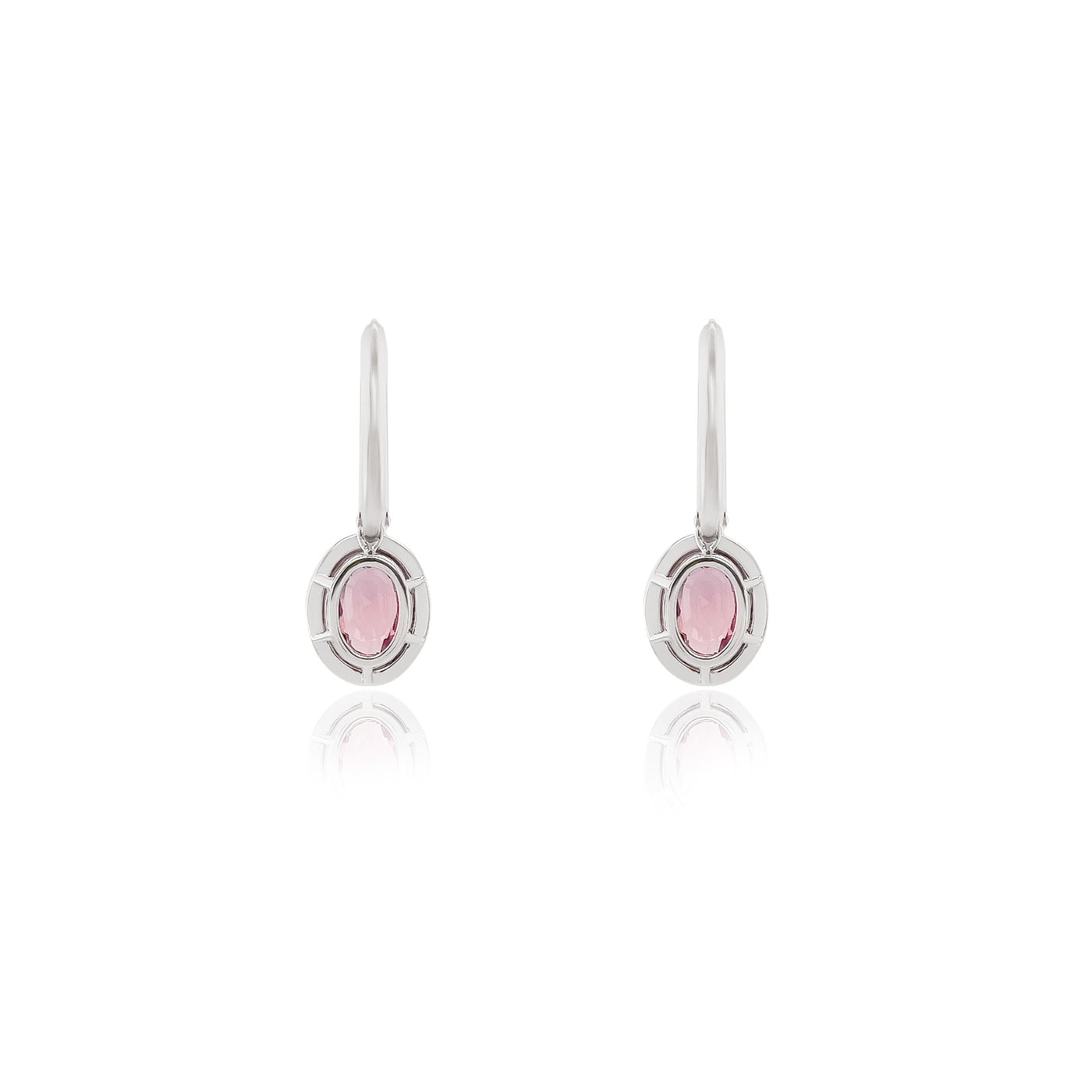 Padparadscha and Diamond Earrings in 18k White Gold