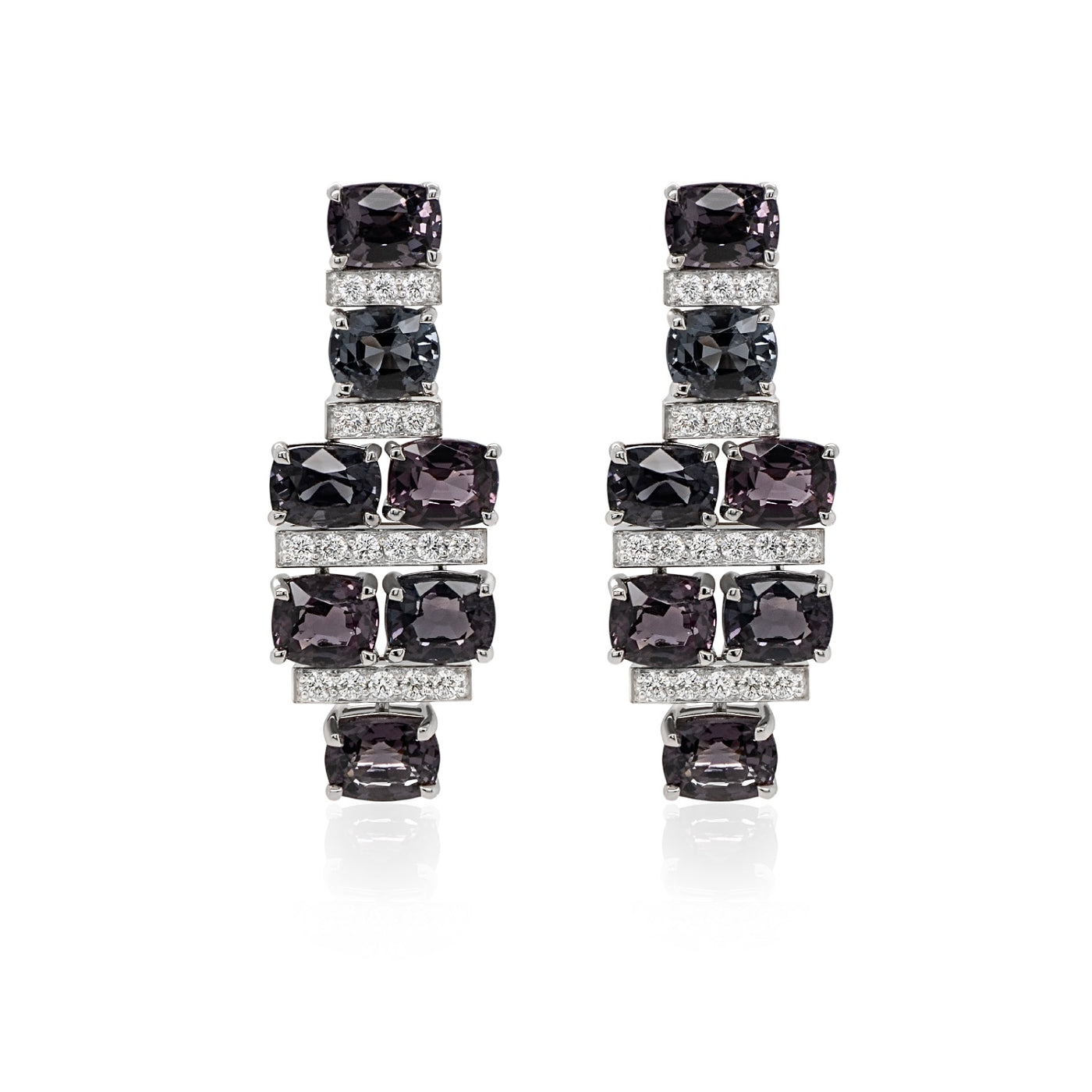 Spinel & Diamond Bar Earrings