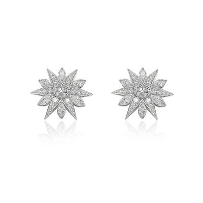 Diamond Cluster Earrings in 18k White Gold