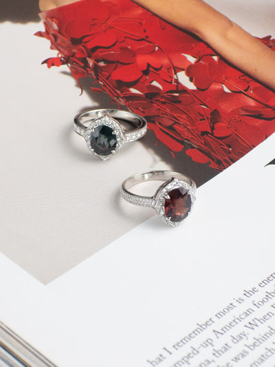 2 Carat Red Spinel and Pave'd Diamond Ring in 18k White Gold