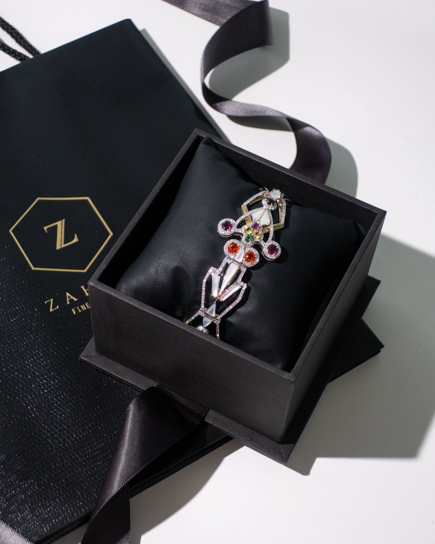 White gold cuff in a box