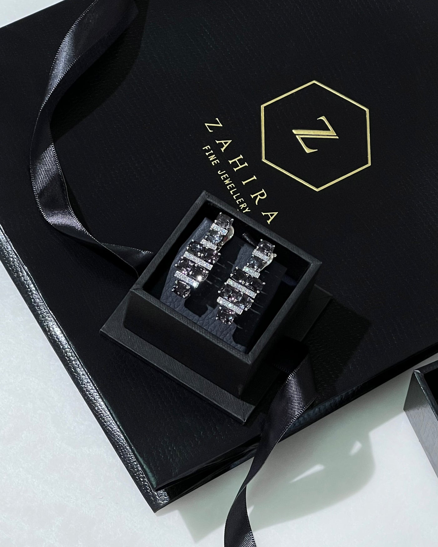 Spinel & Diamond Bar Earrings