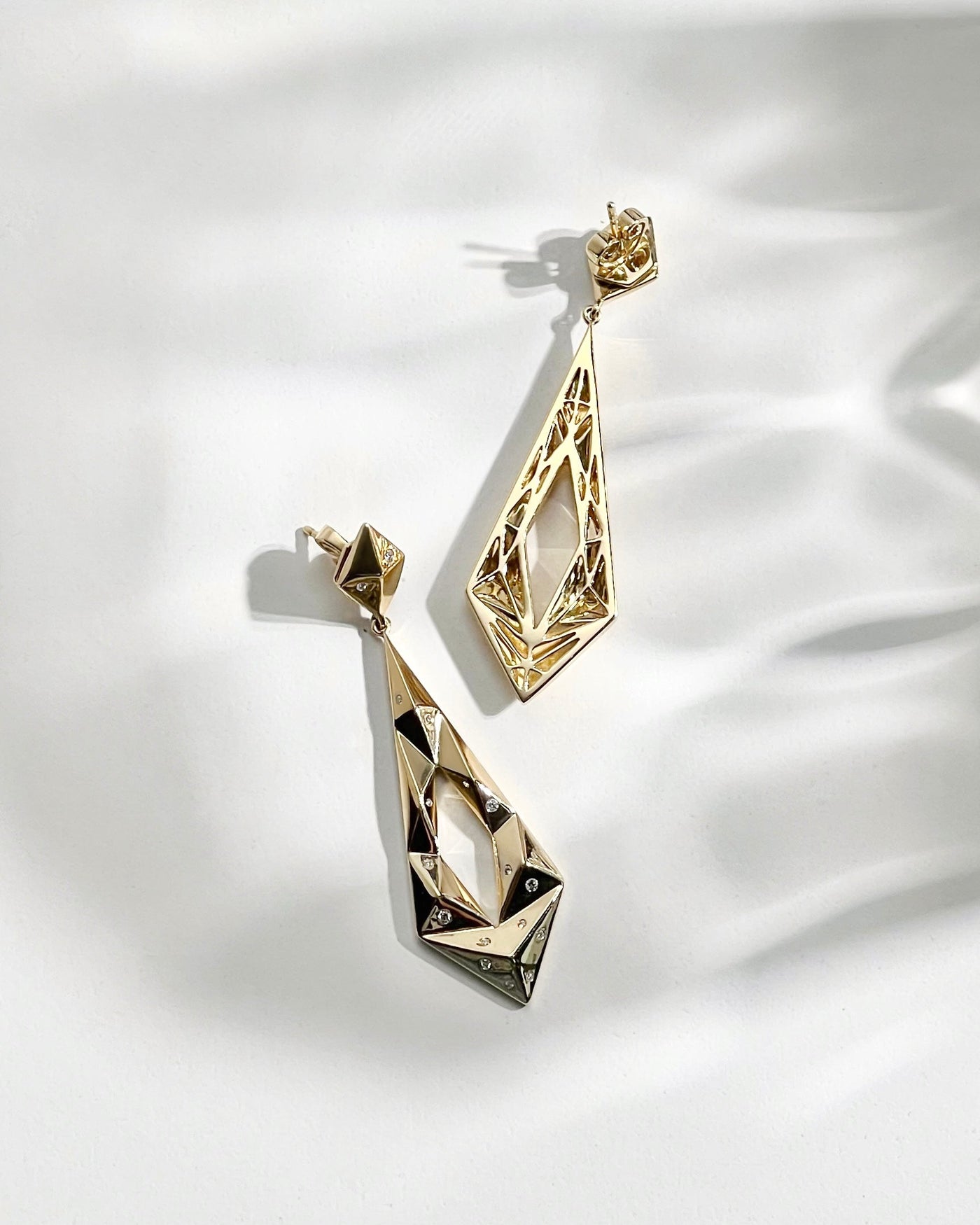 Origami Kite Earrings with Scattered Diamonds