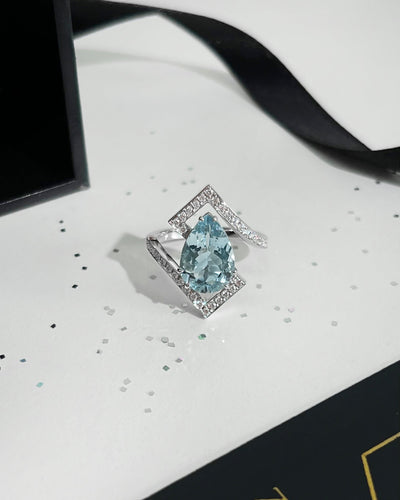 Aquamarine and Diamond Ring