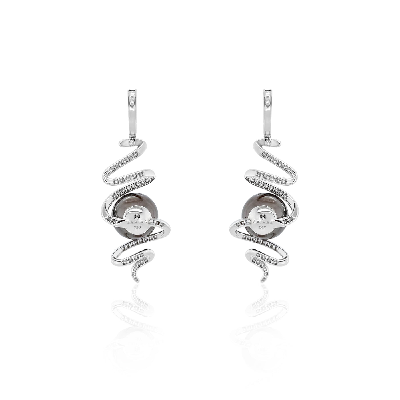 Tahitian Pearl and Diamond Earrings in 18k White Gold