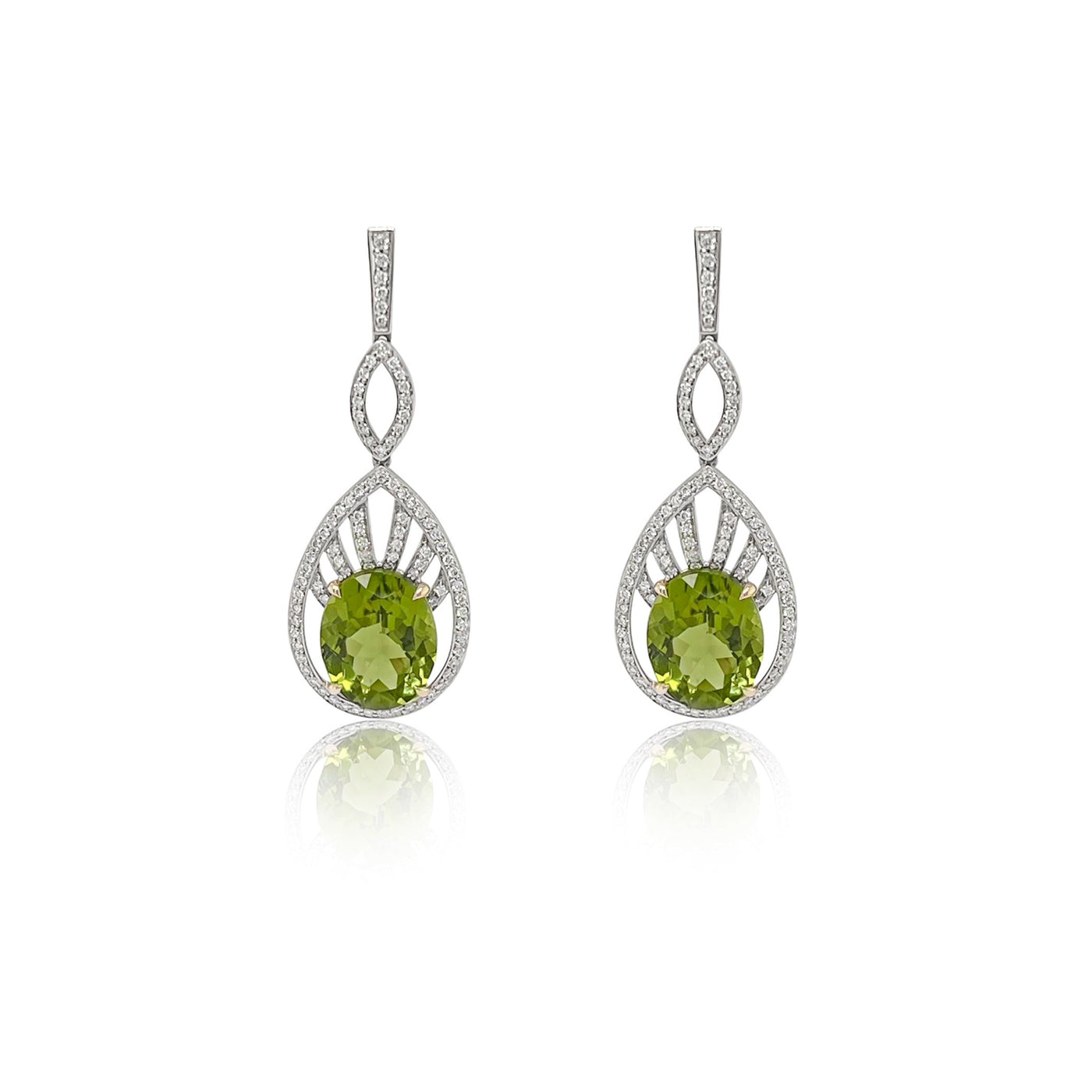 Peridot and Diamond Dangle Earrings