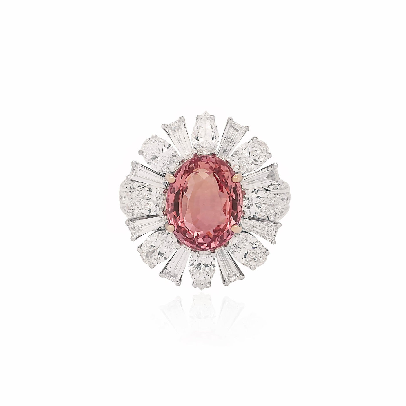 Sunset Padparadscha & Diamond Ring