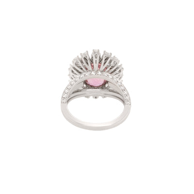 Sunset Padparadscha & Diamond Ring