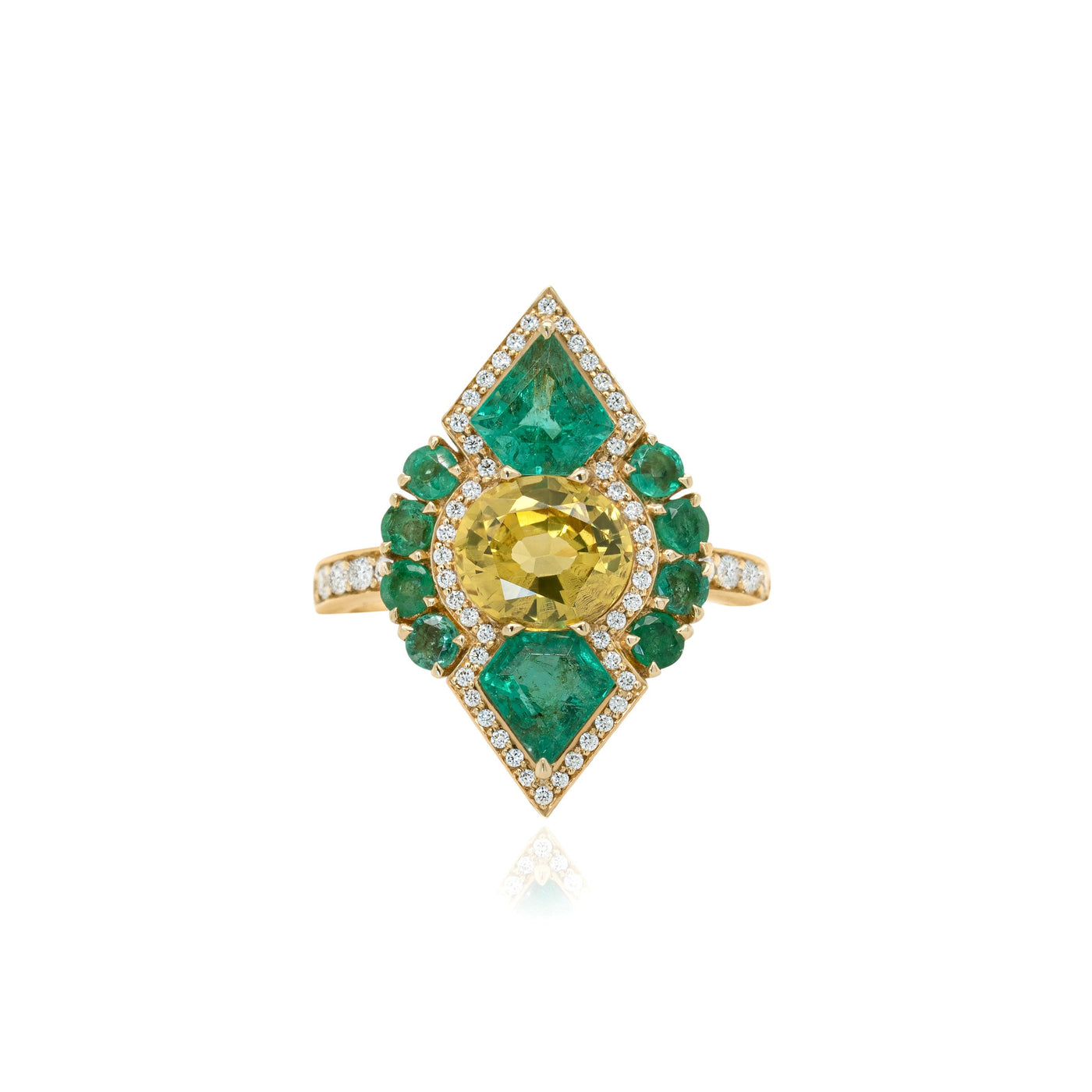 Yellow Sapphire and Emerald Ring