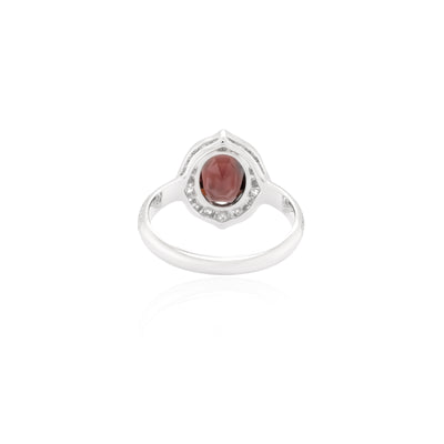 2 Carat Red Spinel and Pave'd Diamond Ring in 18k White Gold